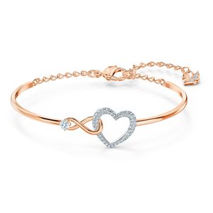 Brazalete Swarovski Infinity Heart Blanco -  Combinación de Acabados Metálicos
