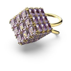 Anillo de cóctel Curiosa Cuadrado Morado Baño tono oro