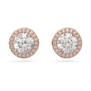 Aros de botón Constella Talla redonda Pavé Blancos Baño tono oro Rosa