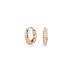 Pendientes de aro Matrix, Talla redonda, Blancos, Recubrimiento Baño Tono oro rosa