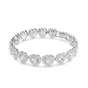 Pulsera Tennis Ariana Grande X Swarovski, Tallas Mixtas, Corazón, Blanca, Baño De Rodio