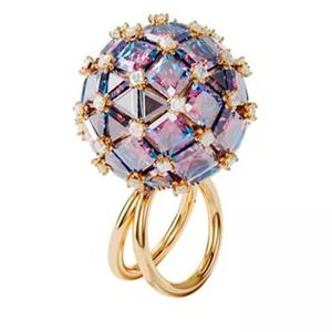 Anillo de cóctel Curiosa Círculo - Azul