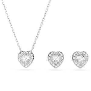Conjunto Ariana Grande x Swarovski, Tallas Mixtas, Corazón, Blanco, Baño de Rodio