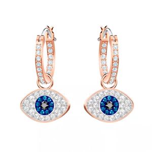 Aros de aro Duo Evil Eye Multicolor - Baño de Oro Rosa