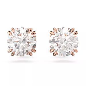 Aros de botón Constella Talla redonda Blancos Baño tono oro rosa