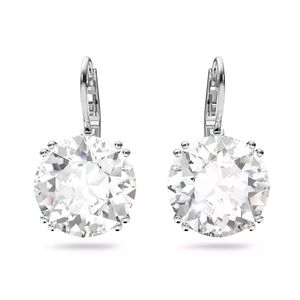 Aros Millenia, Cristal de talla redonda, Blancos, Baño de rodio